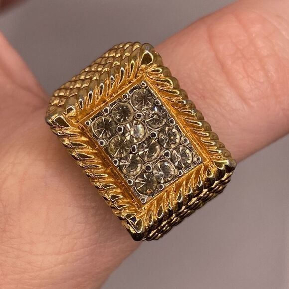 💛 Vintage 18k HGE CZ Statement Ring - Picture 2 of 7
